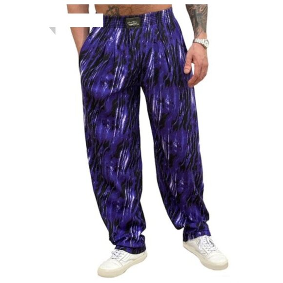 Crazee Wear Body Builder Workout Pants in black and gray - Size Medium Retro - Picture 7 of 8